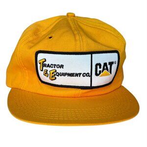 Vintage CAT Tractor & Equipment Co Trucker Hat Patch Snapback TONKIN Yellow NOS